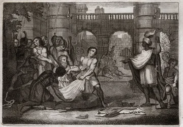 Bible of Royaumont, Old Testament: Jeremiah prophet. The holy Prophet and the pit. Illustration from 1811