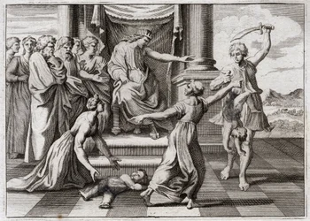 Bible of Royaumont, Old Testament: Judgment of Solomon. Solomon