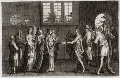 Bible of Royaumont, Old Testament: Marriage of Isaac (illustration from 1811)