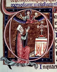 Blanche de Castille Queen of France in Prayer from the Manuscript Life and Miracles of Saint Louis by William of Saint Pathus