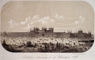 Building commemorating the centenary of the founding of the United States (1776-1876) at the International Exhibition in Philadelphia