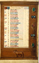 Calendar of March with the sign of Aries - Miniature of the Middle Ages