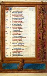 Calendar of the month of July with the sign of the Lion - Miniature of the Middle Ages