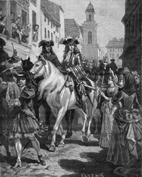 Camisard War (1702-1704): A Catholic Trying to Touch the Leader of the Camisards, Jean Cavalier (1681-1740). Nimes, Gard (30). Engraving of the 19th Century. In 