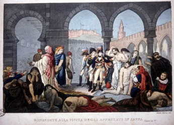 Campaign of Egypt (1798-1801): Napoleon visiting the Jaffa pestiferes in Egypt, circa 1800