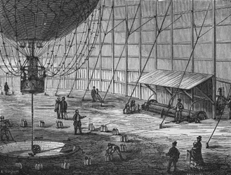 Captive Balloon Built by Henry Giffard in the Tuileries Garden in 1878. In 