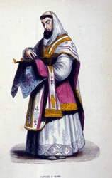 Capuchin in Rome. Engraving from an album on religious orders, Paris