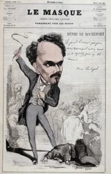 Cartoon by Henri de Rochefort, French journalist and politician who displayed republican positions hostile to the worse. in "Le Masque" of 1867