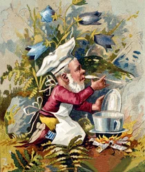 Character of the dwarf or farfadet cook. 19th century chromolithography
