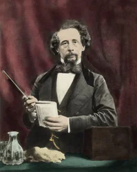 Charles Dickens during a reading around 1860