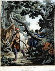 Chechens ambushed in a Caucasus forest, early 19th century