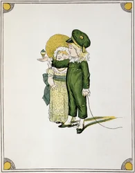 Children playing the top - drawing