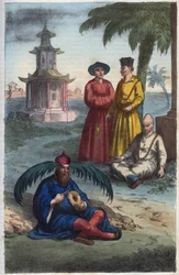 Chinese bonzes - Chinese Monks - engraving from “Usi e Costumi di Tutti i Popoli dell