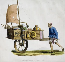 Chinese Merchant and His Sailing Cart
