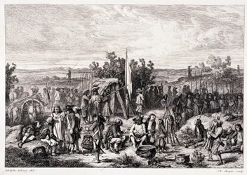 Chouans au bivouac - in La bretagne ancienne et moderne by Pitre-Chevalier, edited by W. Coquebert