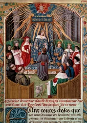 Claude de Seyssel offers his book to King Louis XII. Miniature from Claude de Seyssel