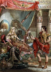 Cleopatra (69-30 BC) Queen of Egypt. with Mark Antony (83-30 BC), Engraving of 1881