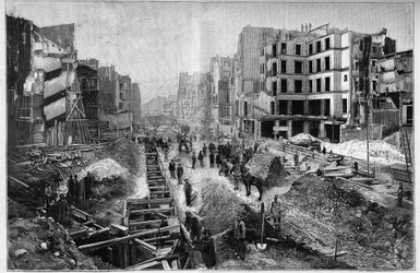 Construction on Reaumur Street - Transformations of Paris under the Second Empire, Haussmann Paris (Boulevard, Haussmann works) - The Piercing of Rue Reaumur in the 3rd arrondissement of Paris
