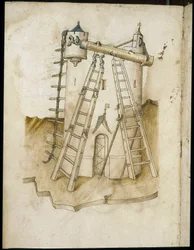 Construction work - Manuscript: parchment sheet of an engineer