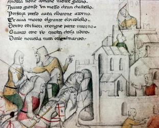 Crusaders Attacking a Moorish Fortress Illustration for the Tuscan Poem 