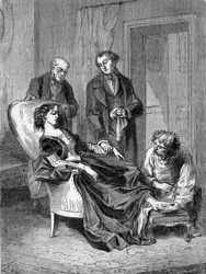 Death of Hannah Greener at Age Fifteen Following One of the First Chloroform Anesthesias on 28/01/1848. Engraving from 1869
