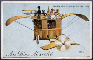 Delivery service in the year 2000 - Bon Marché label, late 19th century