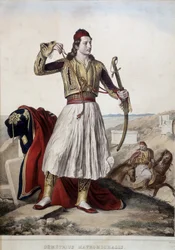 Demetrius Mavromichalis in traditional rider costume - lithography