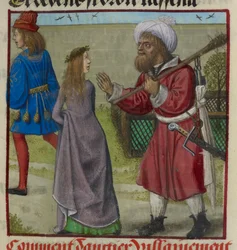 Danger Expelling the Lover and Bel Accueil (Fair Welcome) from the Garden (detail)