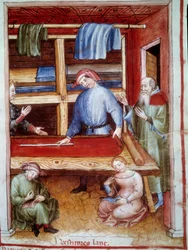 Drapier shop. Illuminure from the trade of medicine and dietetics Tacuinum sanitatis