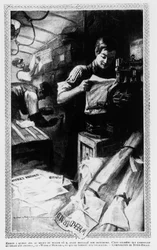Edison, at 15, in the Middle of the Car Where He Used to Install His Printing Shop. He Wrote and Printed His Newspaper, the Weekly Herald, and Sold It to Travellers