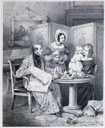 English couple taking tea - 19th century