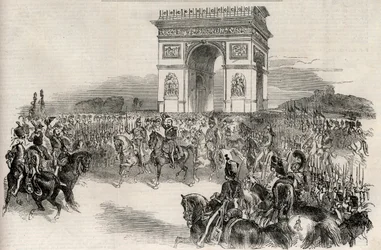 Entry of Napoleon III into Paris through the Arc de Triomphe on 2nd December 1852, Engraving