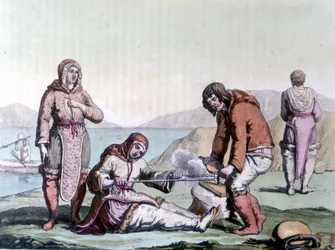 Eskimos light a fire by rubbing pieces of wood