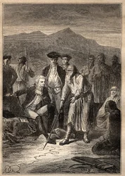 Expedition Around the World by Jean Francois Galaup de La Perouse: the sailors debark on the Saghalian island