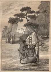 Expedition by Nicolas Thomas Marion-Dufresne: canoes from the islands of the Admiralty (Bismarck Archipelago, Papua New Guinea) - illustration taken from 