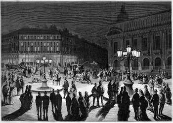 Trial of a new gas-lighting system on the Place de l