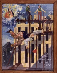 Falling carpenter from a scaffolding - ex-voto of Notre Dame de Laghet