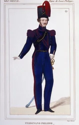 Ferdinand Philippe Louis, Duke of Chartres, then Duke of Orléans (1810-1842). French Prince, son of King Louis Philippe I of France. Engraving from 1850.