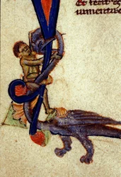 Fight between a dragon and a man (detail)