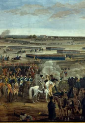 First Empire: Emperor Napoleon I (1769-1821) on the white horse at the Battle of Leipzig (Battle of the Nations), October 16-19