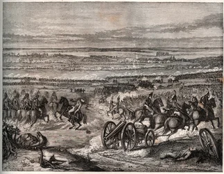First coalition: Battle of La Favorite, January 1797, between the French troops of Napoleon and the Austrian army during the first Italian campaign (1796-1797)