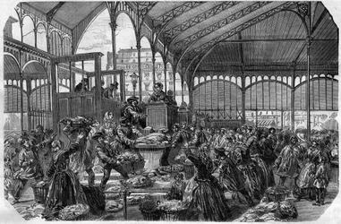 Fish Market - Wholesale Fish Market in Paris in 1870