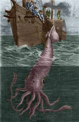 Fishing a Gigantic Squid by the French Corvette l
