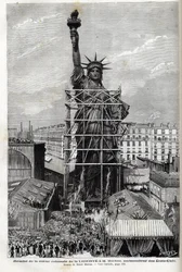 France, Paris, giving the Statue of Liberty to the United States ambassador - Packaging of the Statue of Liberty made by Frédéric Auguste Bartholdi (1834-1904) in scaffolding for transport from Paris to America