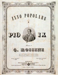 Frontispiece of musical score Popular hymn for Pius IX by Gioacchino Rossini