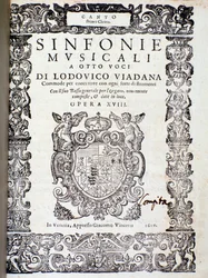 Frontispiece of Musical Score of Sinfonie Musicali by Ludovico Viadana