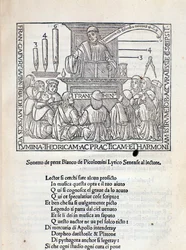 Frontispiece of the treaty Angelicum ac divinicum opus musicae by Franchino Gaffurio