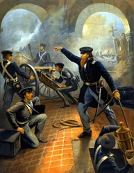 General Grant During the Capitulation of Mexico City (Mexico War: 1845 - 1848) - Engraving Between 1860-1870