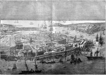 General view of Havana in 1862 - apparatus of the French division commanded by Rear Admiral Jurien de la Graviere