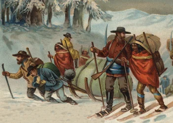Gold seekers en route to Klondike, Alaska in the 19th century